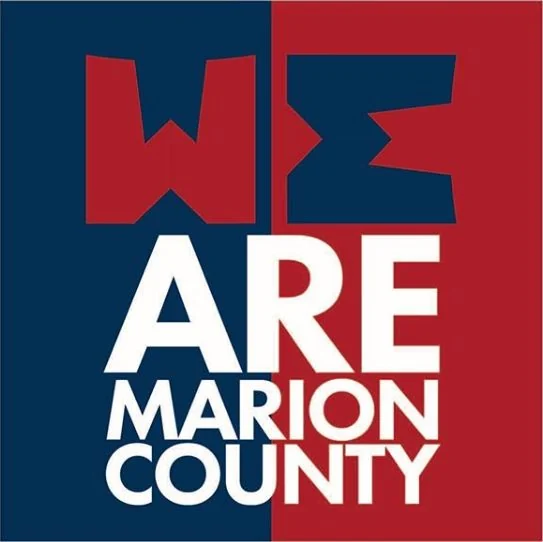We Are Marion County school graphic in red navy and white